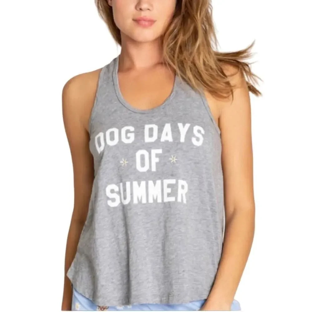 NEW PJ Salvage Women's Size Small Dog Days of Summer Gray Tank Top